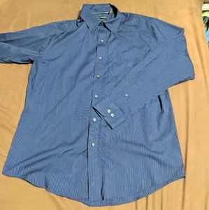 Navy and White Vertical Pinstripe Dress Shirt